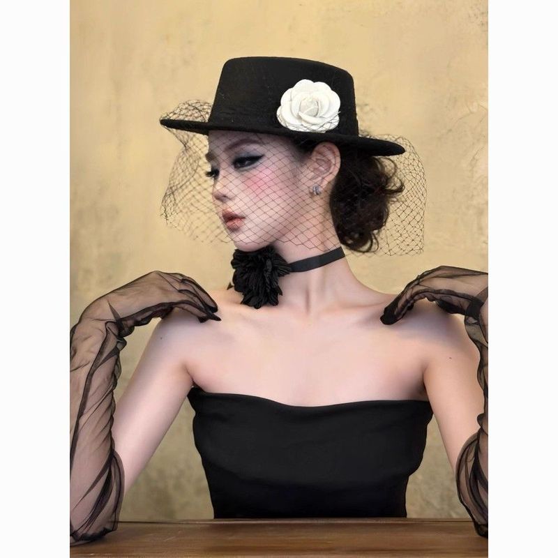 Nón Top Anh Flat Top He Palace Retro Buổi Tối Ảnh Gạc Mũ Đầm Gạc Ảnh Studio Du Lịch Chụp Ảnh Thanh L