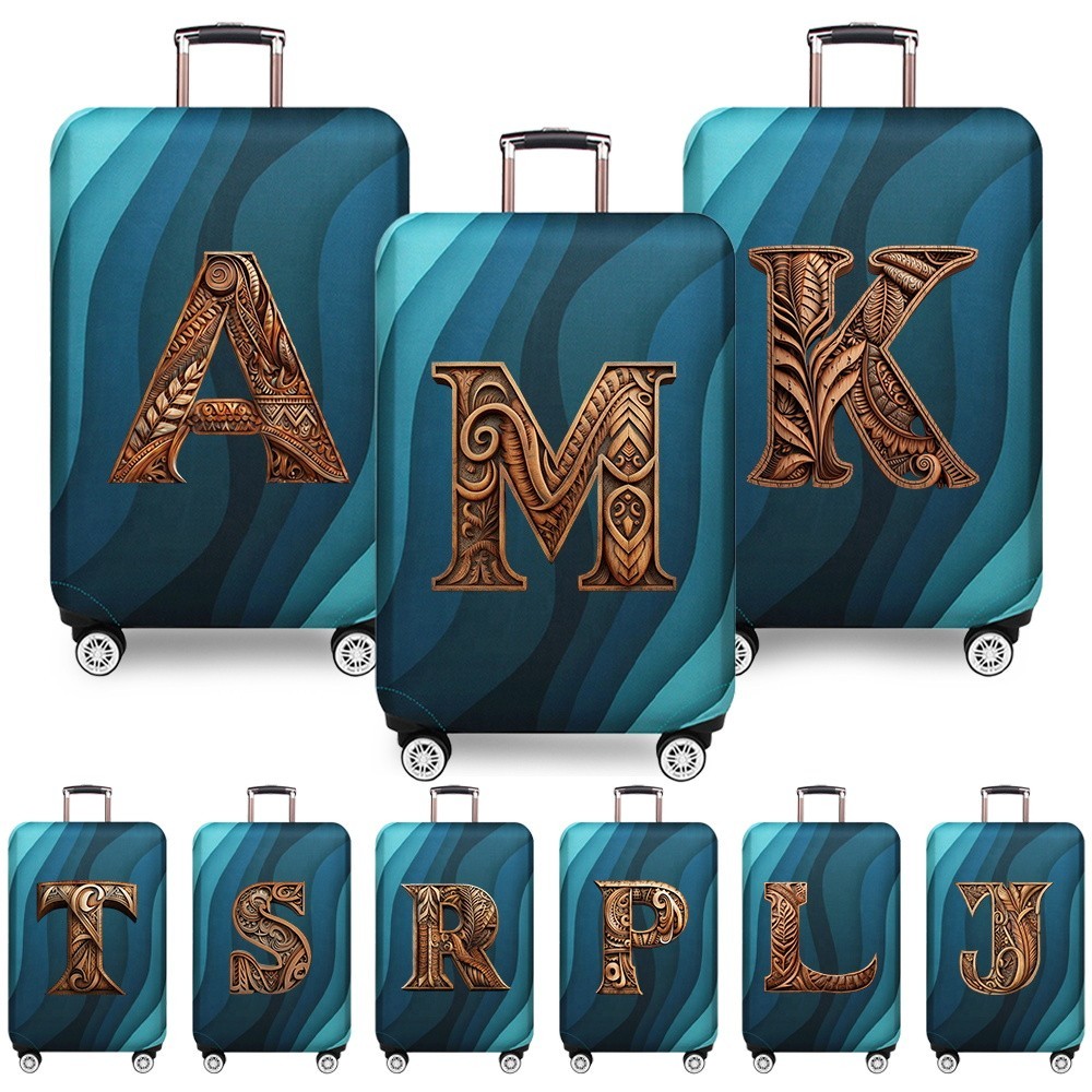 Luggage Protective Cover Thick Elastic Dust Cover Anti-Scratch Suitcase Covers Wood Art Letter Serie