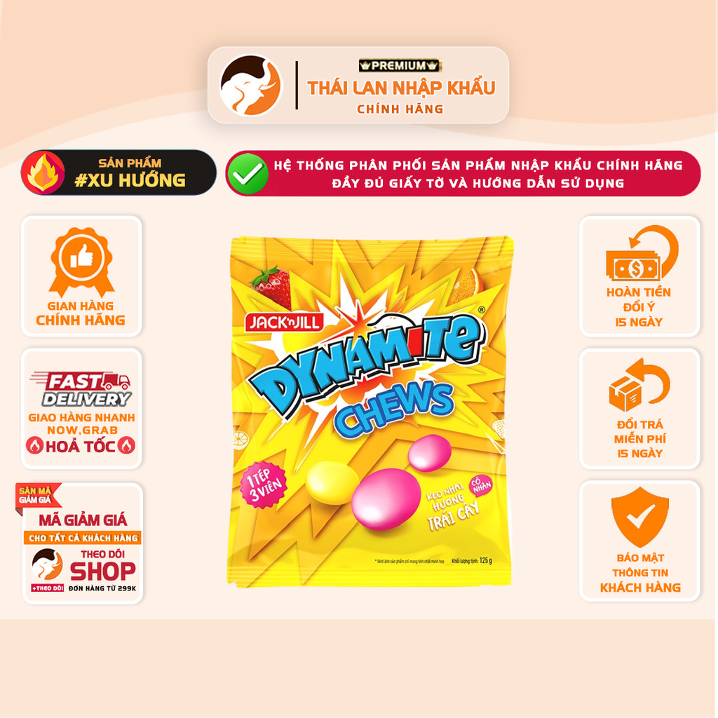 Kẹo mềm DYNAMITE Chews JACK&JILL – Hương trái cây