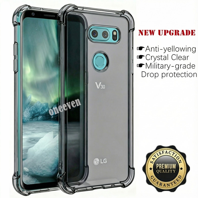 Dành Cho LG V30 V30 + V30S V30S + V35 V35 + ThinQ Slim Trong Suốt Silicon Mềm Jelly Case Với Bốn Góc