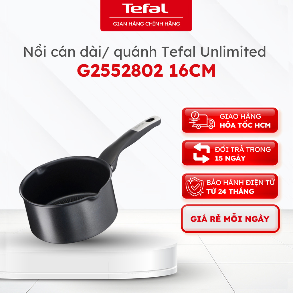 Nồi cán dài/ quánh Tefal Unlimited 16cm (G2552802) - Chính hãng, bảo hành 24 tháng [HOẢ TỐC]