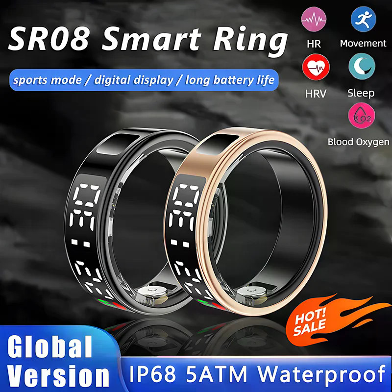 SR08 Vòng Thông Minh Nam Nữ Màn Hình LED Nhịp Tim Theo Dõi Oxy Trong Máu Chế Độ Đa Thể Thao IP68 5AT