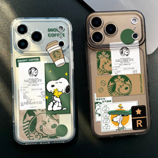 Cà Phê Snoopy Cặp Đôi Ốp Lưng Điện Thoại IPhone 17 / 17PRO 16 15 14 Phụ Kiện Điện Thoại Chống Sốc 13 12 11 17PROMAX XR Vỏ Silicon Trong Suốt TPU Mềm Vỏ Cove