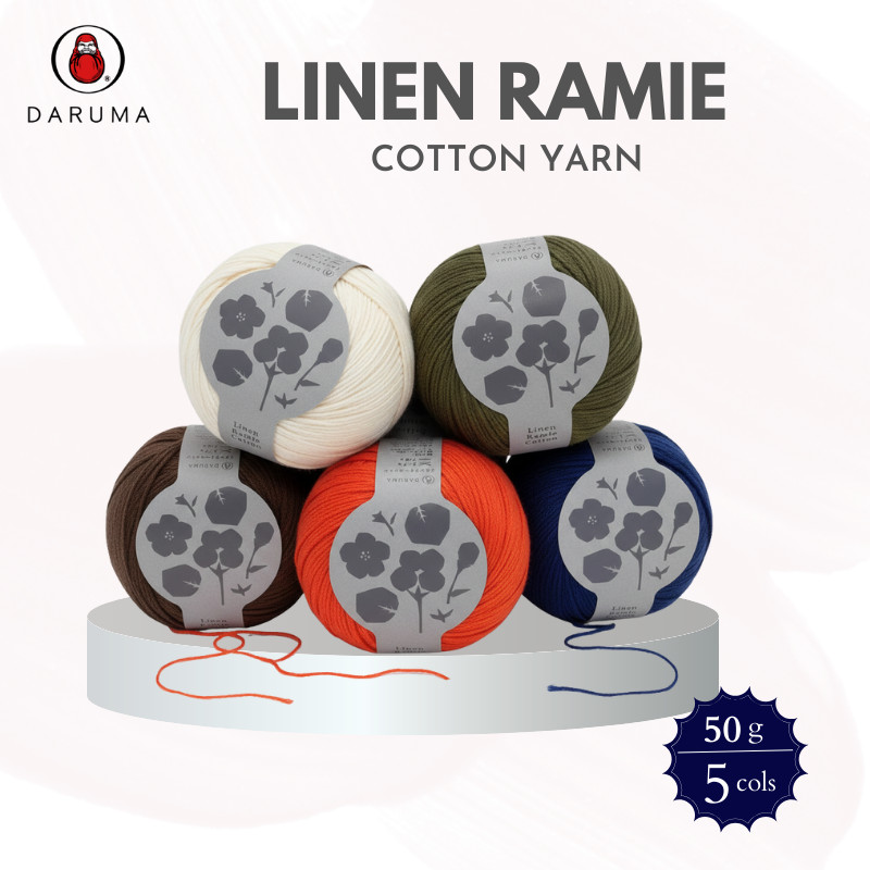 DARUMA YOKOTA LINEN RAMIE Cotton Worsted Weight Yarn - 50g 102m, Various Colors, Japan Craft, DIY, S
