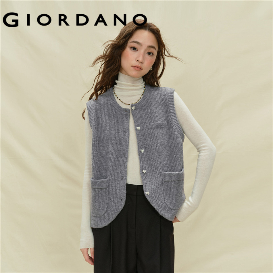 GIORDANO WOMEN Double pockets sweater vest 18355225