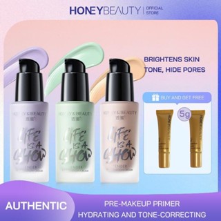  Honey Beauty Primer Kem nền trang điểm Blur Pore Color Bright Cream Corrector Dưỡng ẩm 3 màu 30g Kem lót mặt 30ML 