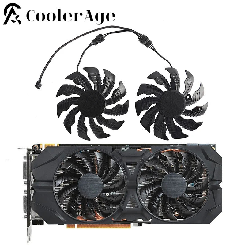 Quạt Card Video Cho Gigabyte GeForce GTX 960 GTX 950 R9 390 380 T129215Quạt GPU Card đồ họa thay thế