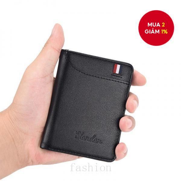 Ví nam đứng Mini siêu mỏng Kẹp da Túi đựng thẻ đa chức năng Ví