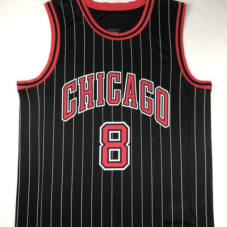Áo thể thao Chicago Bulls mùa hè thoáng khí, sọc đen, số 8