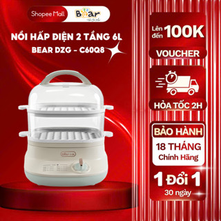 Nồi hấp đa năng 2 tầng BEAR 6L Tiết kiệm điện Hẹn giờ hâp Chính hãng BH 18 Tháng