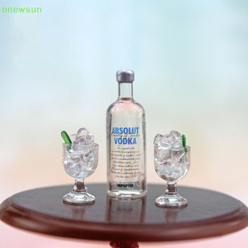 Onewsun 3 Nhà Búp Bê Mini Nhựa Vodka Chai Rượu Thủy Tinh Bộ Mô Phỏng Đồ Chơi Mô Hình Mới