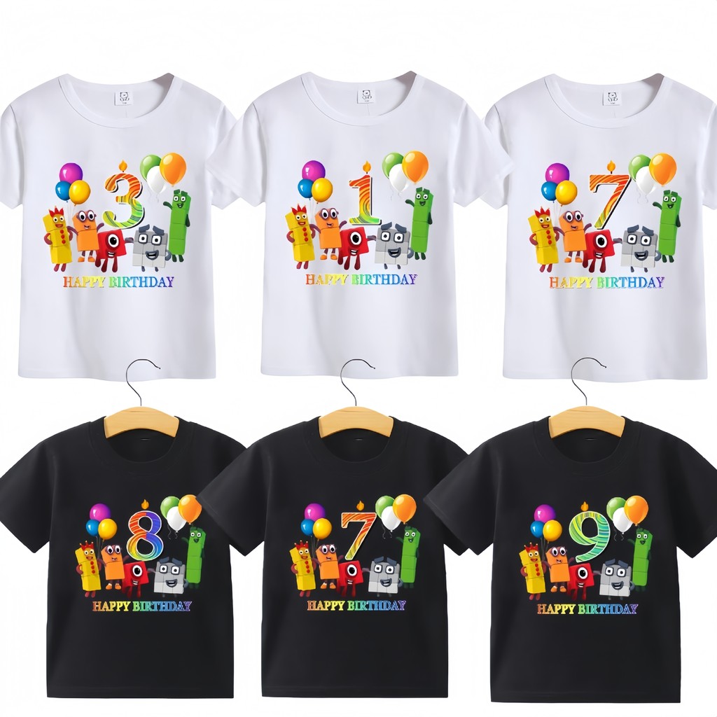 Numberblocks Trẻ Em Sinh Nhật Quà Tặng Số 1 Đến 9 Mùa Hè Nguyên Chất cotton In Hình Hoạt Hình Quần Á