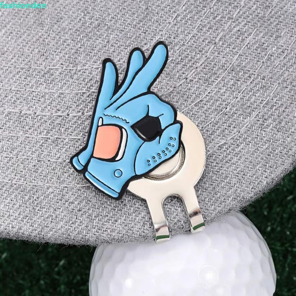 FASHIONDEN Golf Cap Clip, OK Sign Họa Tiết Hoạt Hình Golf Ball Mark, Sáng Tạo Dễ Dàng Gắn Vành Trang