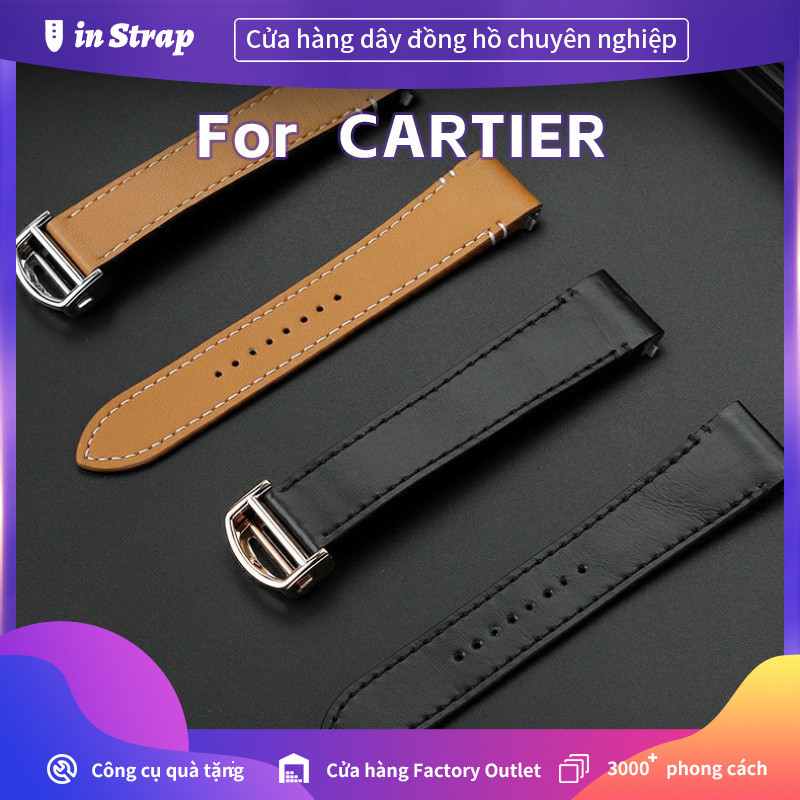Áp dụng cho CARTIER SANTOS Series WSSA0010, Dây đeo đồng hồ da bò giảm nhanh 21mm