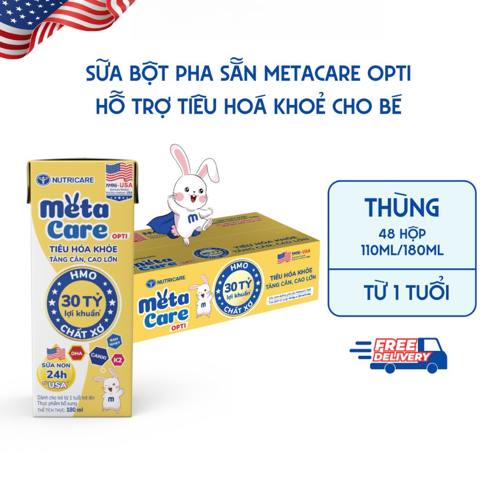 Thùng 48 hộp pha sẵn Metacare Opti Vàng 110ml/180ml