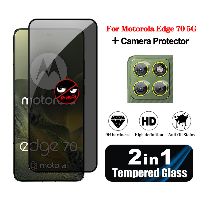 2 in1 Cho Motorola Edge 70 5G Kính Cường Lực Bảo Vệ Màn Hình Chống Gián Điệp Cho Motorola Edge 60 60