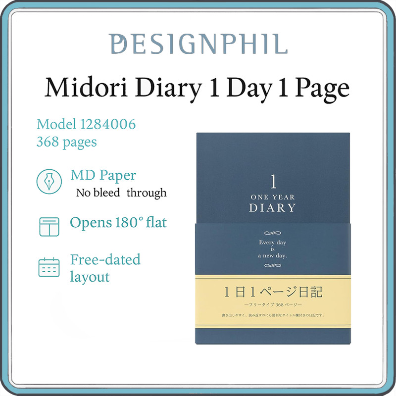 Midori “1 Day 1 Page” Diary Journal – A5 Free Dated 368 Page Hardcover Planner with Premium MD Paper
