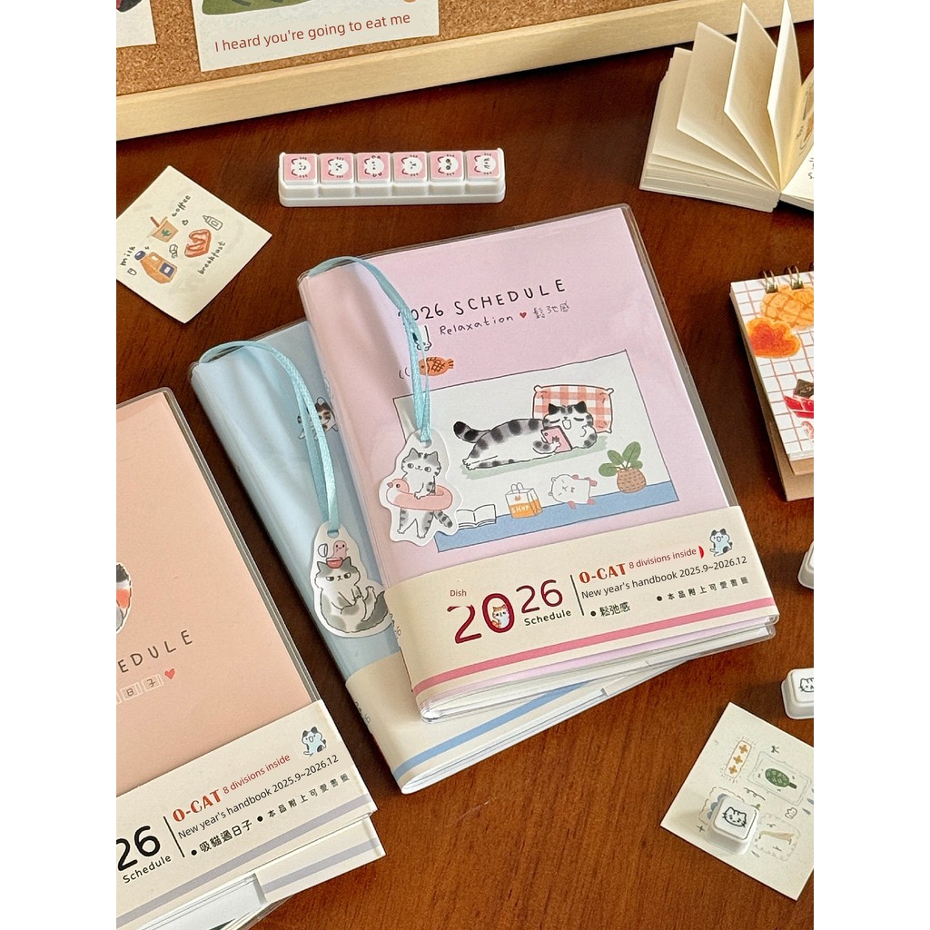 ☘️ sổ tay ghi chép ☘️ văn phòng phẩm trường học kế hoạch 2026 2026 B6 Ignore Cat Daily Week Plan to 