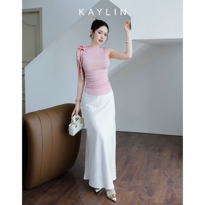 Chân váy KAYLIN dài basic chất vải lụa mềm mịn mát lạnh phong cách thanh lịch - N2118