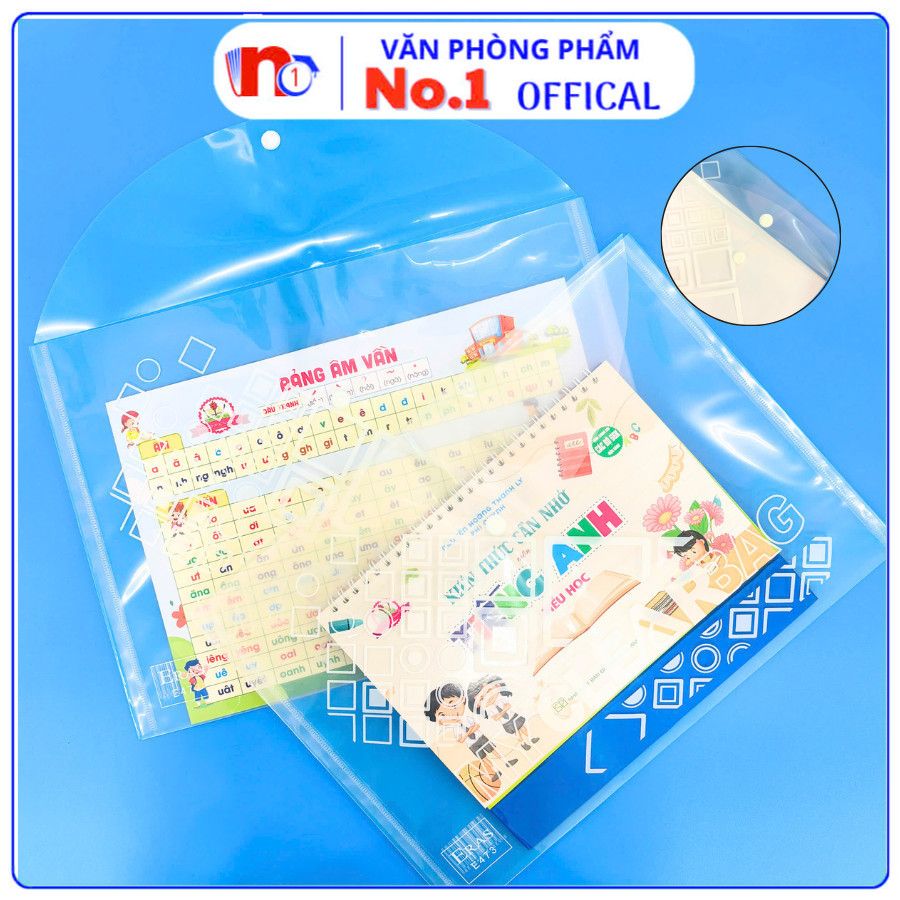 (Combo 5/10 Cái Túi Cúc A4 Trung E472- E473 Eras) Dạng Cúc Bấm, Kích Thước A4, Phù Hợp Đựng Giấy Tờ,
