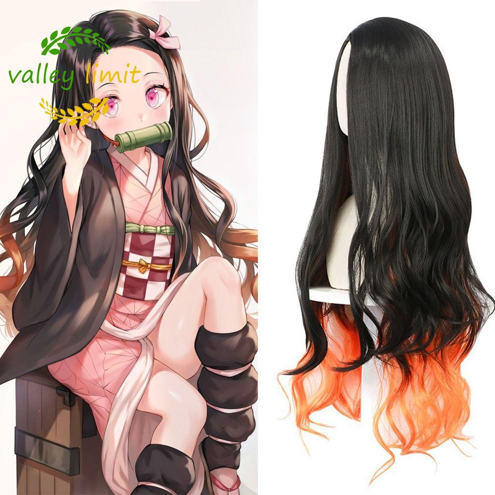 valley limit VALLEY LIMIT - Tóc giả Nezuko Kamado mịn mềm, phù hợp cho cosplay Halloween