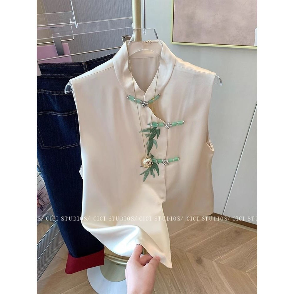 Đĩa thêu lá tre phong cách Trung Quốc mới buck 251202XX