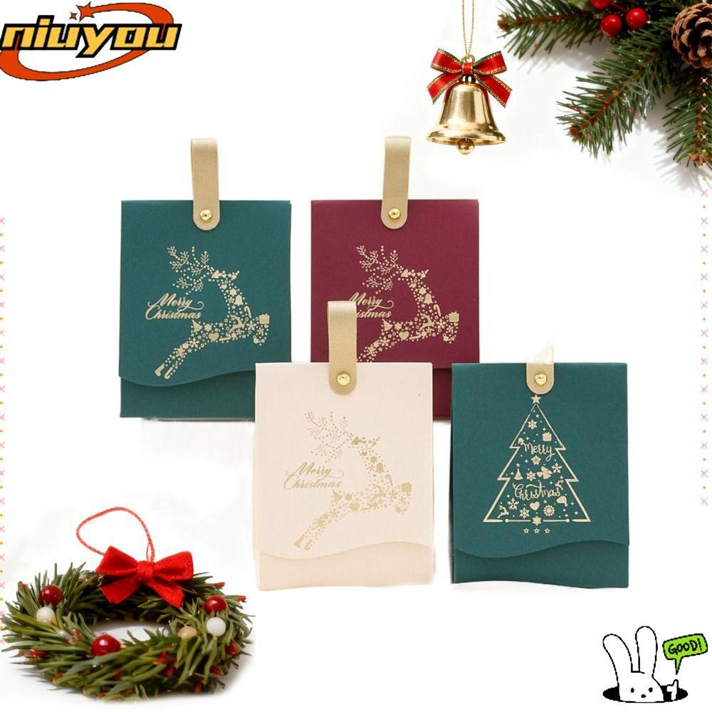 NIUYOU 10 Hộp Giáng Sinh, Tay Cầm Da Cây Giáng Sinh Túi Xách Kẹo Giáng Sinh, Giáng Sinh Vui Vẻ Mini 