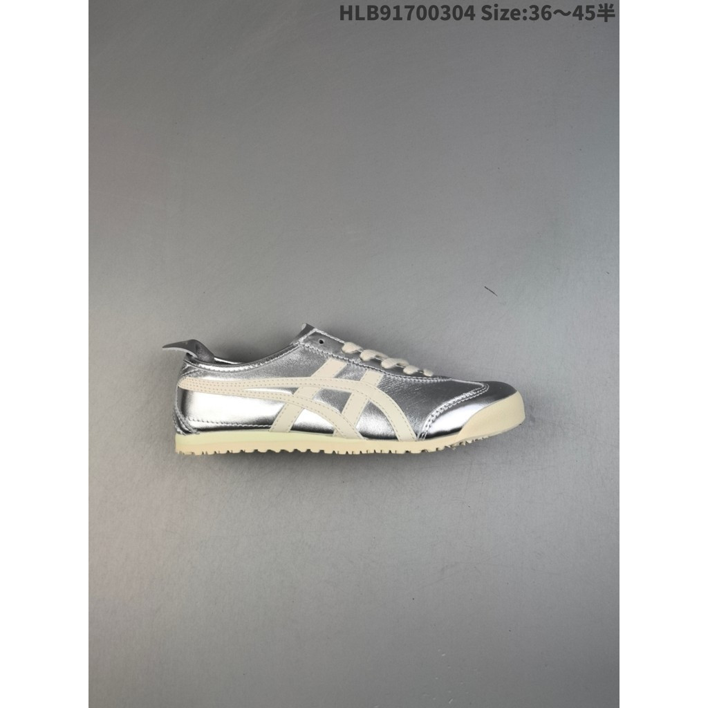 Venida Tiger Mexico 66VIN - Giày chạy bộ bằng da thoáng khí màu bạc trắng