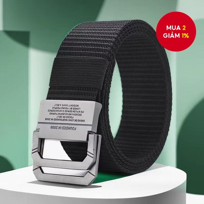 Dây nịt nam khóa tự động hợp kim siêu bền, chống gỉ, dây đai vải bố nylon cho thể thao, học sinh.