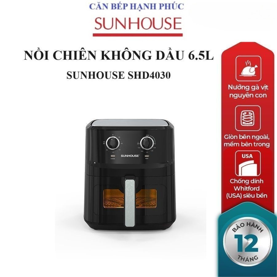 NỒI CHIÊN KHÔNG DẦU 6.5L SUNHOUSE SHD4030