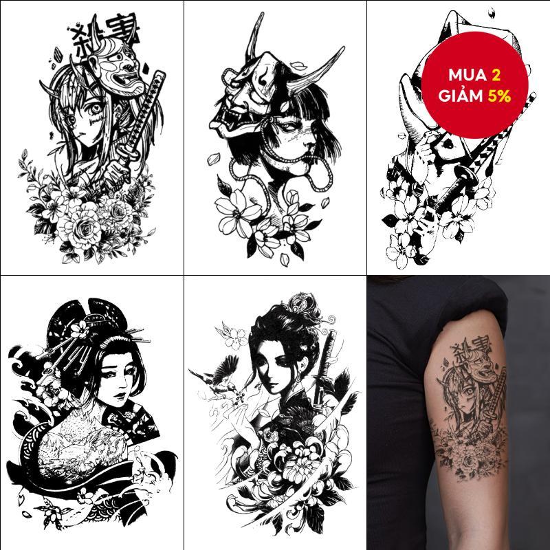 Hình xăm tạm thời chống nước bền lâu 15 ngày, hình xăm tay Geisha Byakko cho nam và nữ