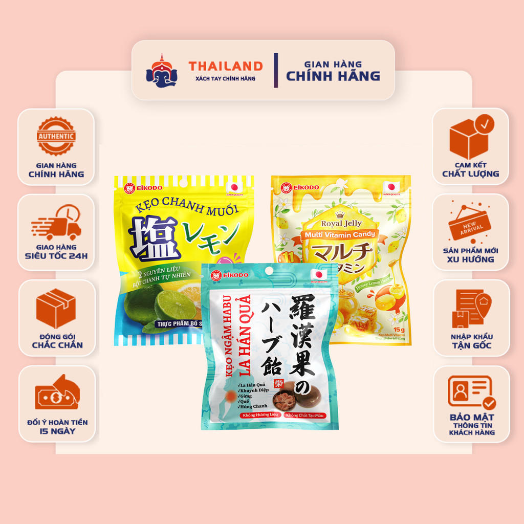 [Combo 5 Gói] Kẹo Ngậm Eikodo 80g – Kẹo Ngậm Đủ Vị, Hàng Chính Hãng Eikodo Việt Nam