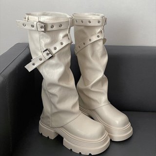 Retro Phong Cách Anh Dày Gót Dày Tay Đế Dày Cao Gót Giày Bốt Hiệp Sĩ PU Thu Đông Phong Cách Mới Thời Trang Thường Ngày Ngoài Trời Mặc Chống Trơn Trượt Chống Mài Mòn Mỏng Hơn Nhìn Giày Bốt Nhà Máy Giá Bán Buôn