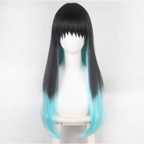 Đẹp tóc giả đôi thẳng đen dành cho cosplay Demon Slayer Tokito Muichiro