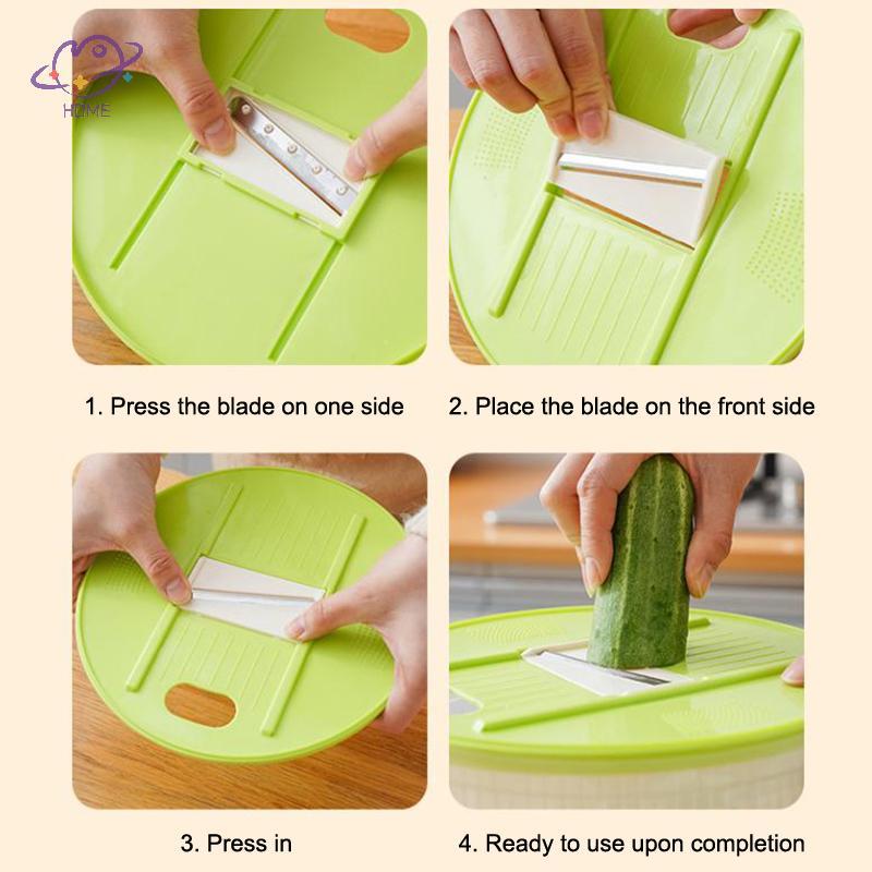 {maysuper} Máy sấy salad gia dụng cắt và giặt 2 trong 1 Salad Spinner Máy khử nước rau Giỏ thấm đa c