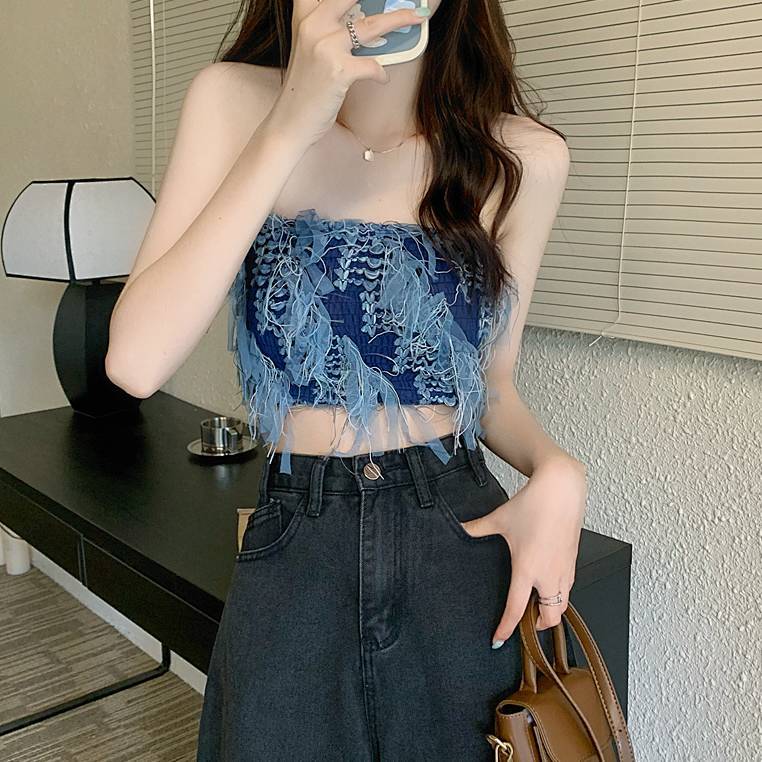 Sexy Sweet and Spicy Strapless Tube Top Women's Summer New Outdoor Niche Chic Tube Top ED5J