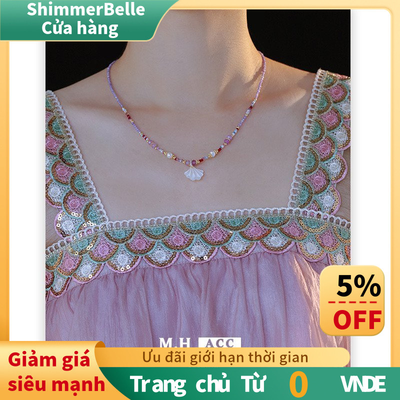 Vòng cổ thạch anh tím đính hạt bạc vàng, phong cách đơn giản mùa hè, phù hợp cho bé gái ngọt ngào dễ