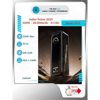 Trạm sạc Anker Prime 2025 x Wukong A110G 220W 20.000 mAh Pogo Pin 2C1A PD3.1 PPS QC Màn hình Led