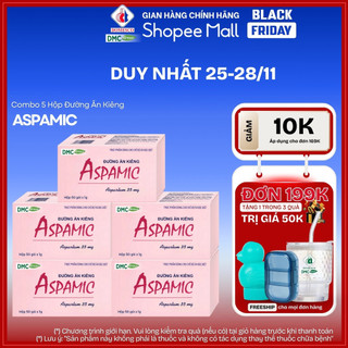 Combo 5 Hộp Đường Ăn Kiêng ASPAMIC Domesco 50 gói