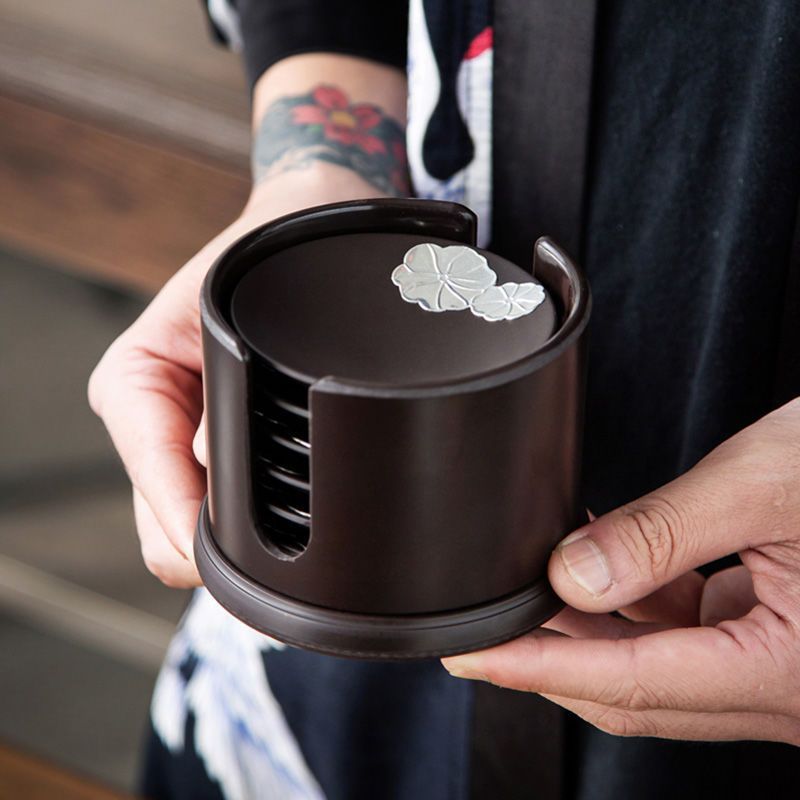 Hot Sale#Round Bakelite Chinese Style Heat-Resistant Mat Tea Mat Coaster Tea Cup Holder Vintage Crea