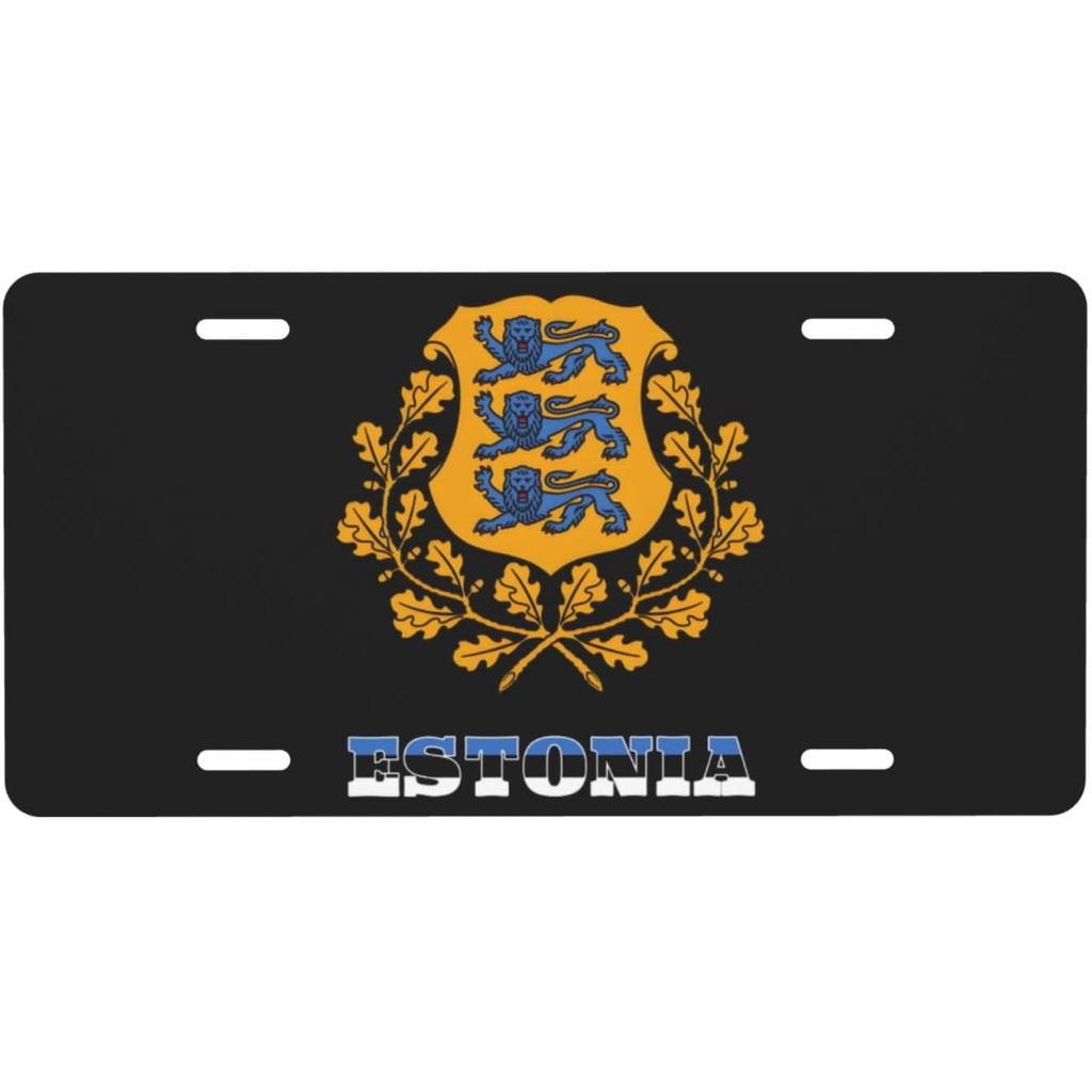 Estonia Quốc Huy Quốc Gia Estonia Biển Số Dành Cho Nam Nữ Cá Tính Trang Trí Xe Phía Trước Ốp điện th