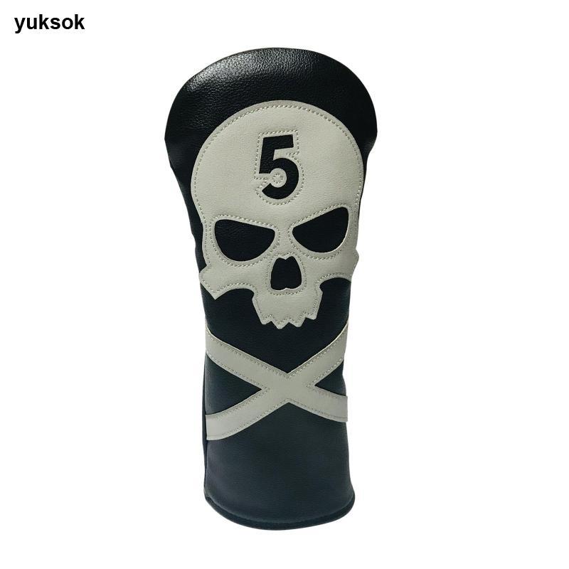 Yuksok Golf Top Cover Driver Cover Golf 1 3 5 UT Covers Thay thế với họa tiết đầu lâu và số