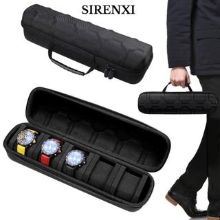 Hộp lưu trữ màn hình đồng hồ SIRENXI, 5 khe cắm kèm gối Hộp đựng đồng hồ, Đồng hồ đeo tay màu đen vỏ cứng du lịch để lưu trữ đồng hồ