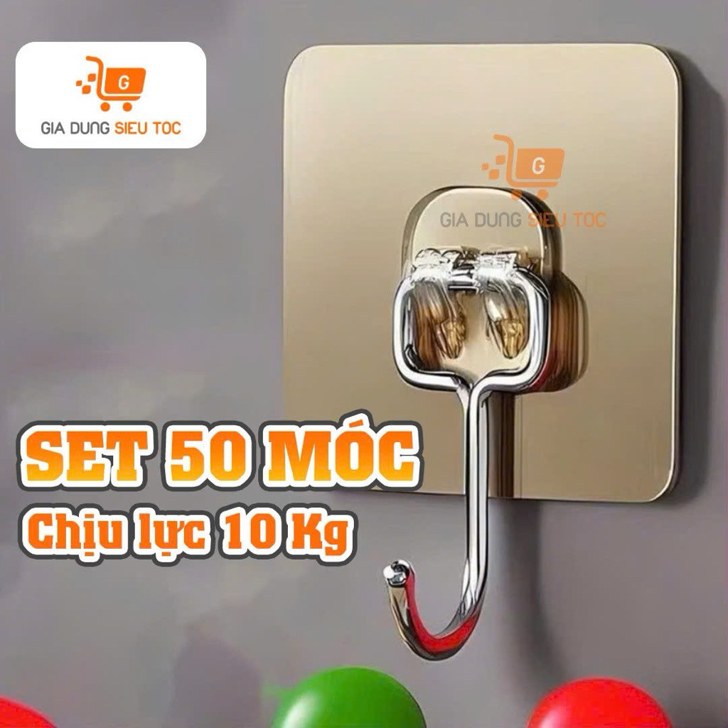 [Combo 50 Móc] Móc dán tường, Móc dán chịu lực, Móc dán inox 304, Móc Treo Dán Tường, Móc Treo Tường