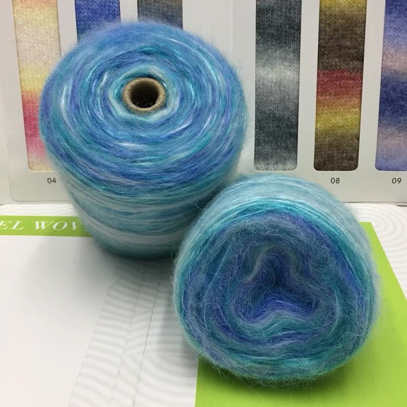 500g Giá Siêu Đẹp Tự Nhiên Gradient Xịt Sợi Cầu Vồng Bánh Dòng Rỗng Mohair Tay Đan Khăn Nam Nữ202511