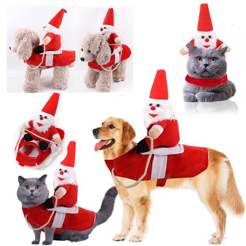 Dog Cat Pet Supplies Horse Riding Pet Costume Christmas Old Man Clothes Funny Medium Large Dog Cloth