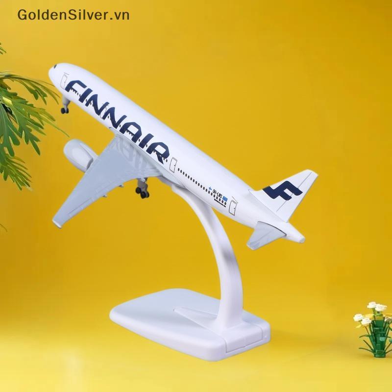 GoldenSilver 1 Bộ Máy Bay Đúc Kim Loại Hợp Kim Có Bánh Xe 20CM A350 Finnair Bộ Máy Bay Airbus 350 Ph