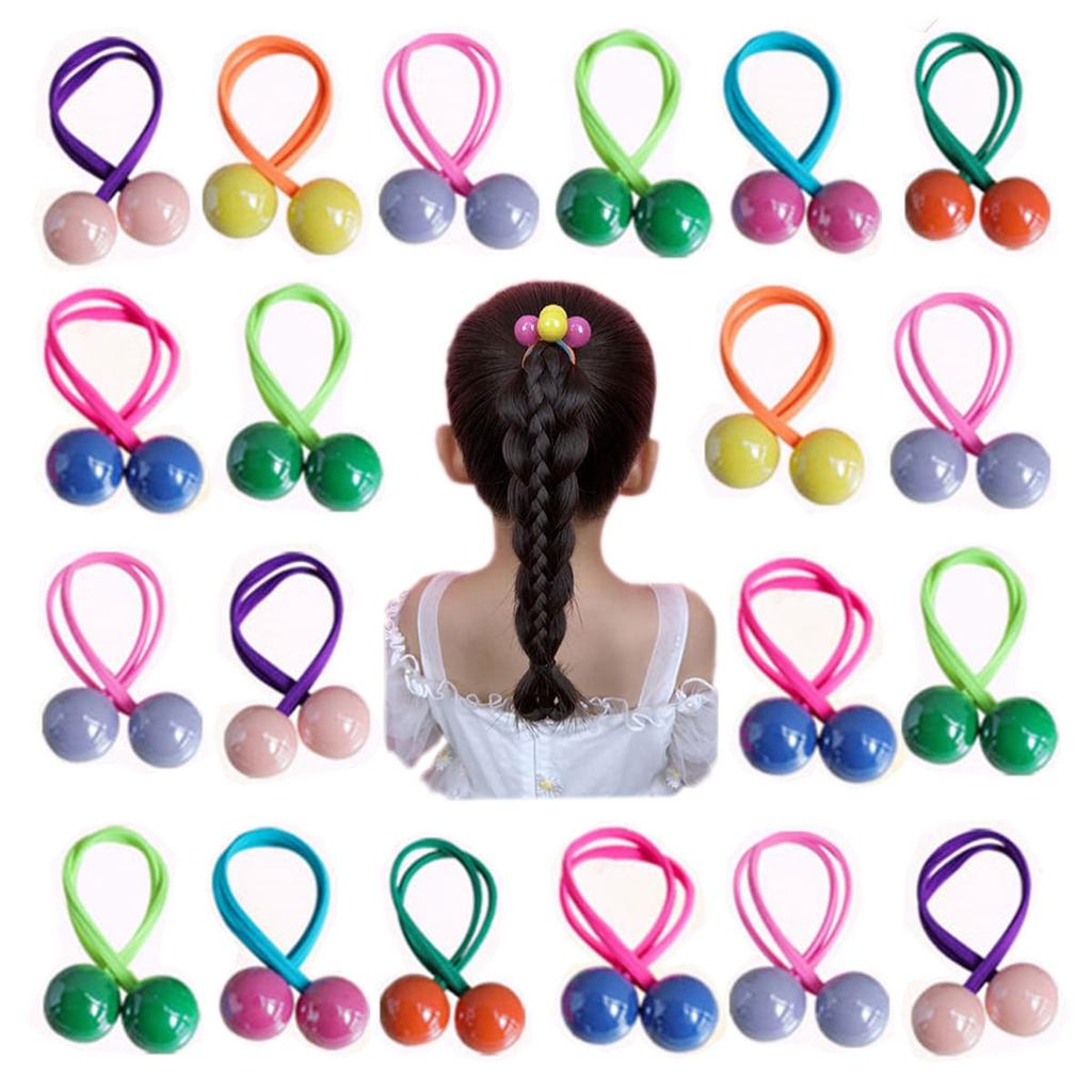 24 Chiếc Đôi Bóng Dây Buộc Tóc, Dây Buộc Tóc Dễ Thương Cho Bé Gái, Dây Buộc Tóc Cho Bé Có Bóng, Dây 