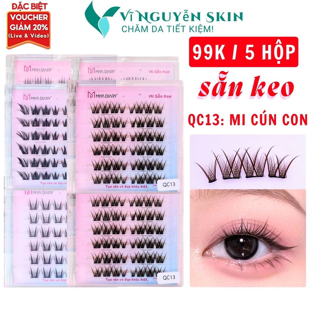 Lông Mi Giả SẴN KEO 99K/5 hộp, Mẫu Mi Cún Con, Có Thể Tái Sử Dụng Mềm Mại Tự Nhiên