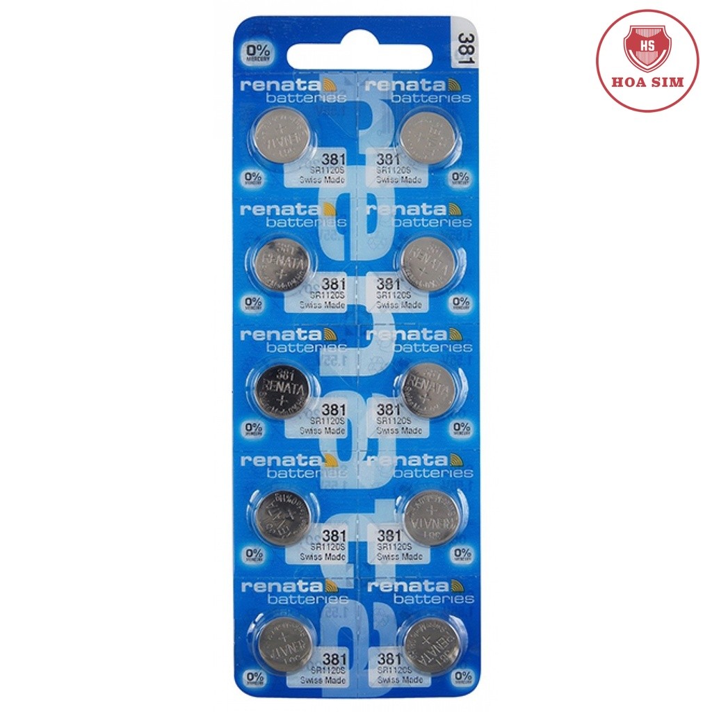 Pin đồng hồ Thụy Sỹ RENATA 381 / SR1120SW oxit bạc Made in Swiss (Dạng Vỉ 10 Viên)